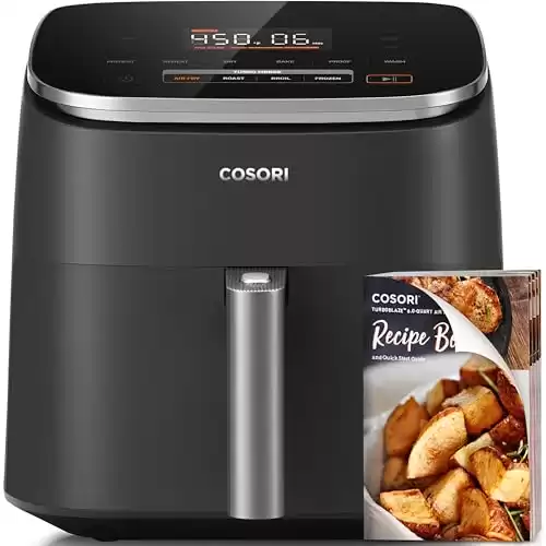 COSORI Air Fryer TurboBlaze 6Qt, 9-in-1 Airfryer, 5 Speeds Dry, Roast, Proof, 15-MINS In-App Recipes, Compact, Quickly Cook, 95% Less Oil for Healthy Meals, Easy Clean, Dark Gray